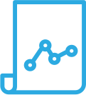 Um ícone de gráfico delineado a azul.